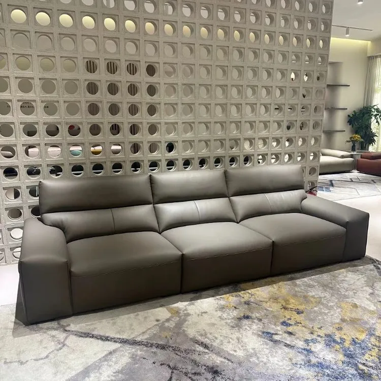 意式极简沙发头层牛皮小户型直排客厅简约真皮沙发婚房现代皮艺