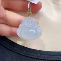 翡翠18K金镶嵌颈饰佛公 