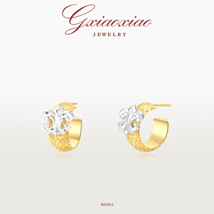 G XIAOXIAO 镀K金 轻奢气质爆闪鸢尾花精致百搭耳环 B6H63