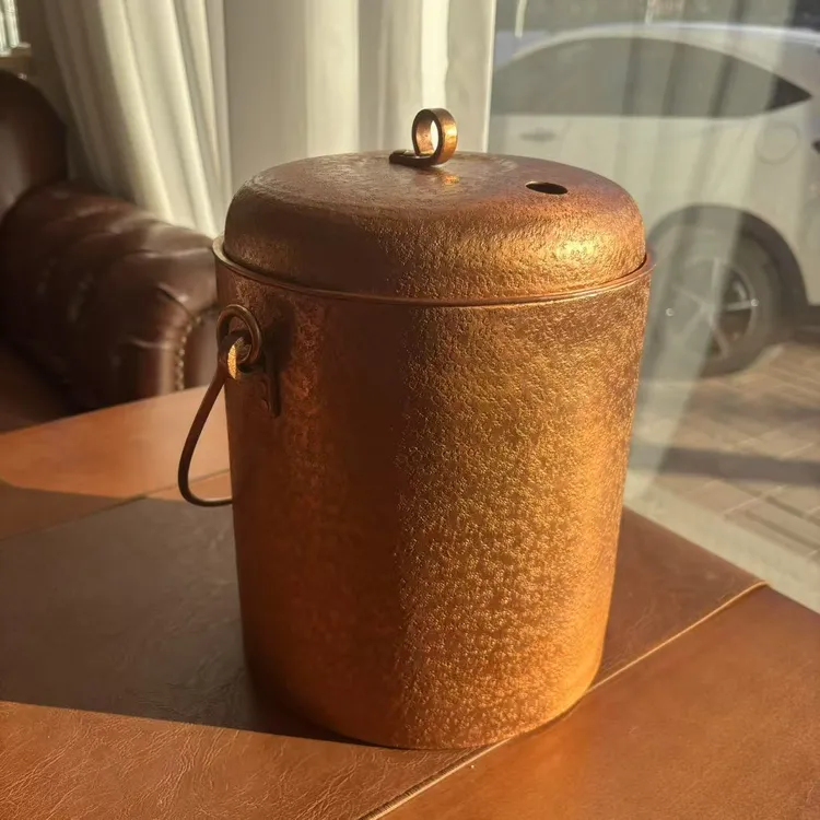 茶渣桶 高端茶渣桶 9升紫铜茶渣桶 茶水桶 加厚纯手工带盖金色