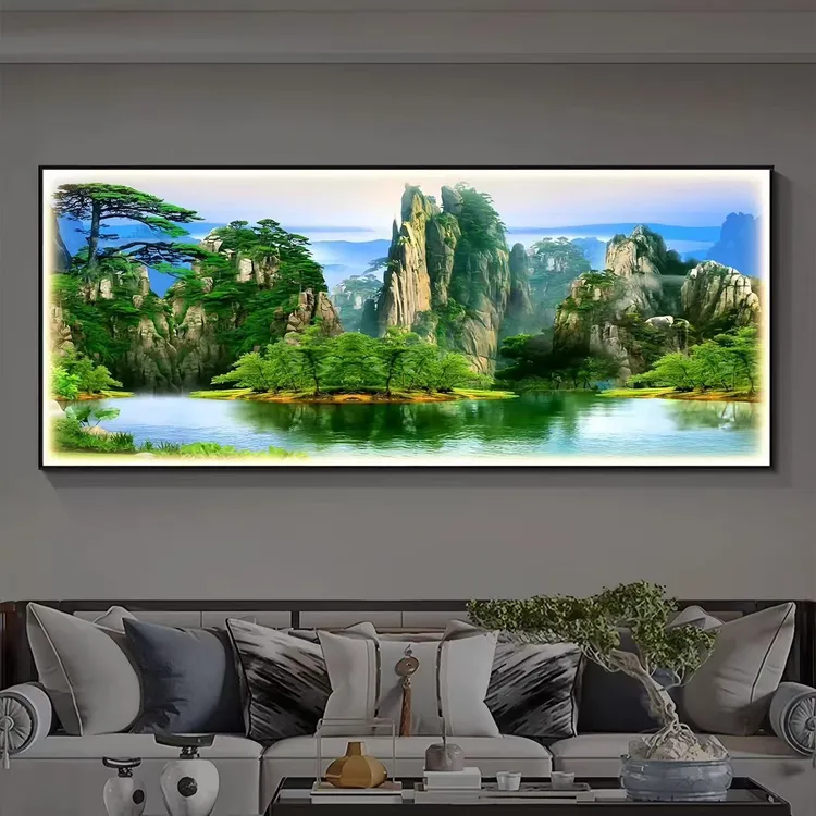 青山绿水客厅装饰画沙发背景壁画办公室客厅茶室家居装饰品山水画