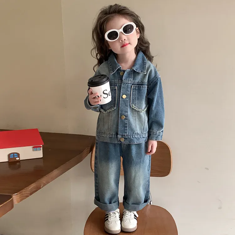 女童套装春秋季2025新款时髦洋气女宝宝春装儿童装韩版牛仔两件套