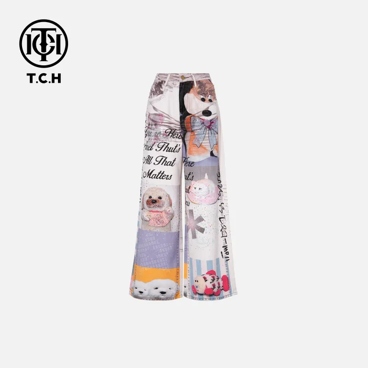 下架！！！！TCH私服烫钻工艺新潮流长裤女T75B20E5062轻奢tch