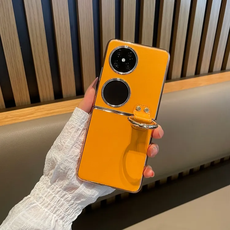 适用于华为pocket2手机壳电镀流光素皮套pocketS折叠屏高端潮p50