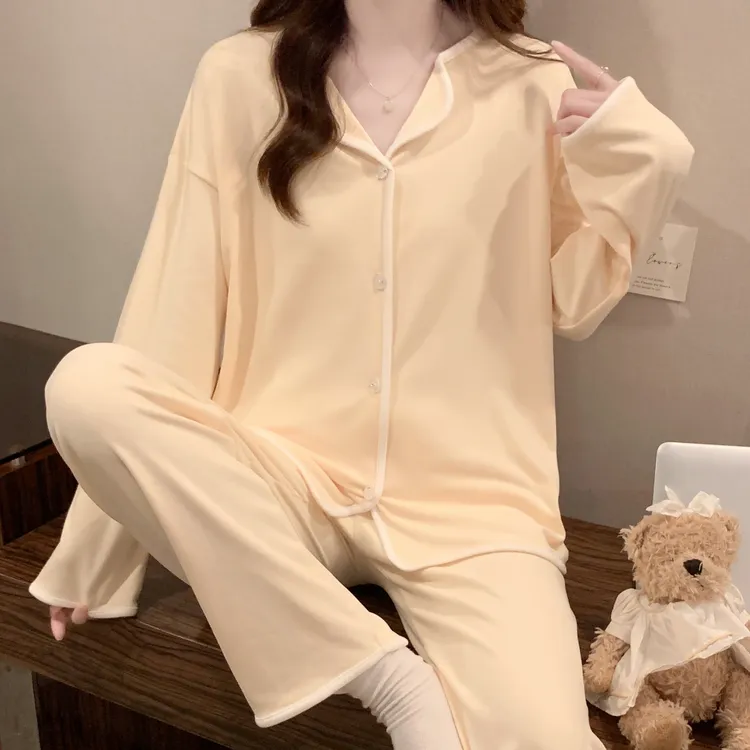 睡衣女款新款春秋冬季长袖宽松大码甜美女士保暖休闲可外穿家居服