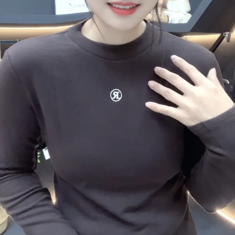 【珊珊+028]磨毛圆领常规款圆领保暖加绒长袖休闲风T恤修身秋冬425