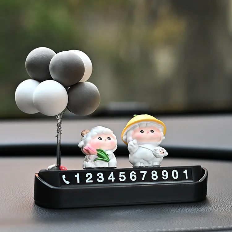 可爱小羊临时停车号码牌隐藏挪车移车电话牌车载装饰品汽车上摆件