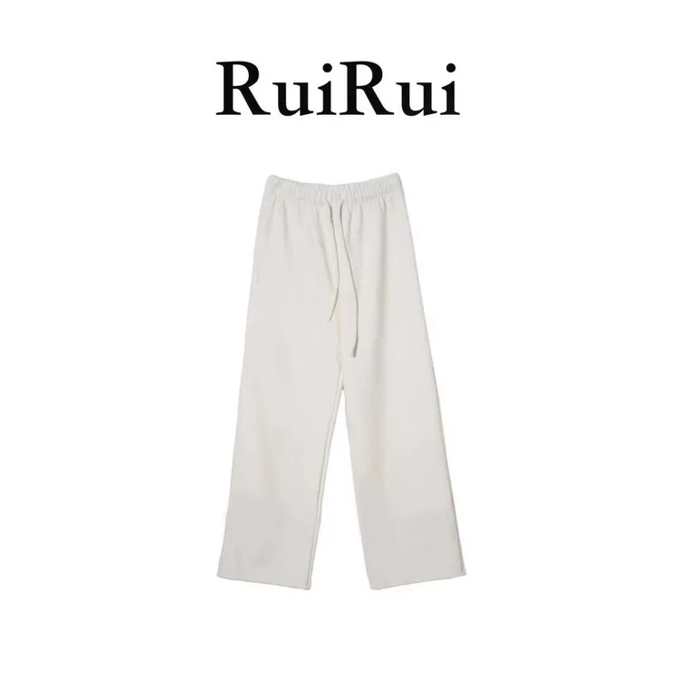 RUIRUI瑞冬季通勤抽绳长裤休闲裤白色百搭宽松厚款直筒裤KZ1493R