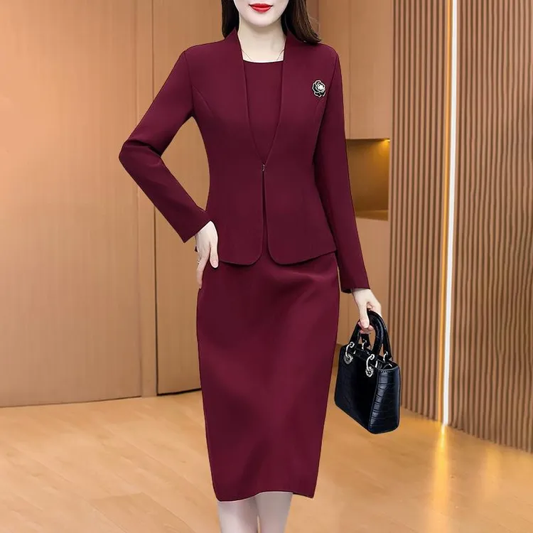 范哲萨喜婆婆婚宴装连衣裙春装两件套装妈妈装法式轻晚礼服小西装