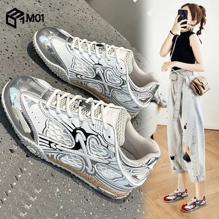 M01春季新款厚底阿甘鞋女红色超火爆款运动鞋休闲鞋德训老爹鞋女