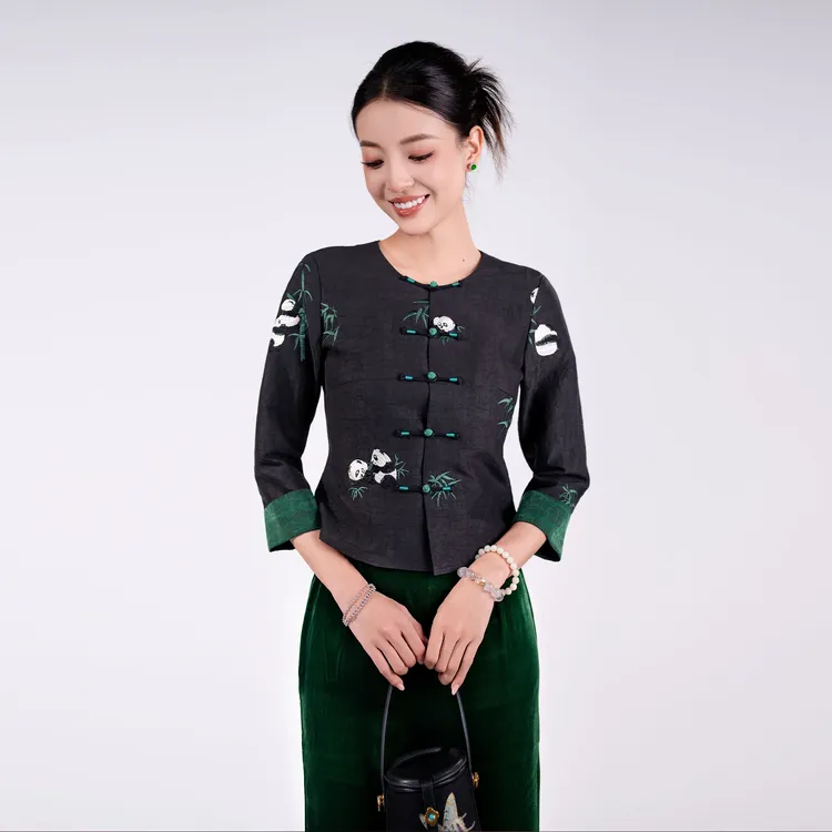 玉家人品牌正品【勐宝】原创设计新中式傣装100%桑蚕丝香云纱上衣秋