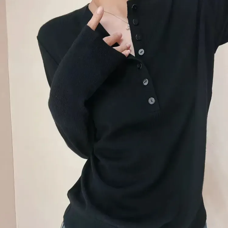 阿玛施AMASS 新款538102简约舒适百搭排扣哥弟阿玛施宽松镂空女士