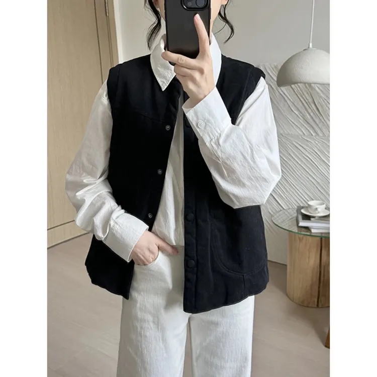 【纯棉马甲】休闲马甲女日杂风秋冬季新款宽松小个子短款背心棉袄