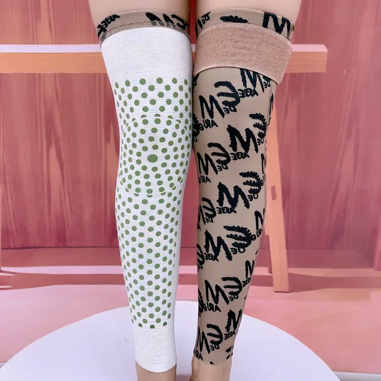 24 年秋季新款印花艾草颗粒护膝保暖防寒加绑带防滑-宏