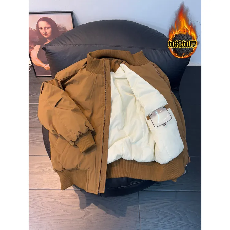 美拉德系加棉保暖棉服外套男冬季bomber短款廓形夹克美式立领棉衣