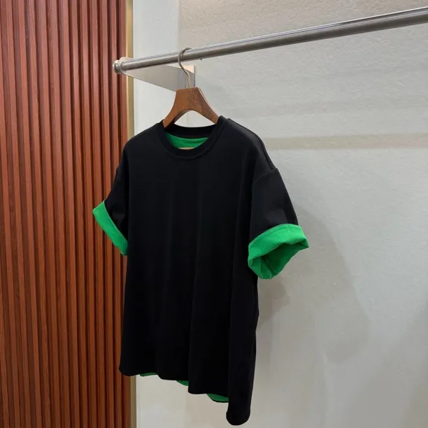 保蝶B/V风老钱轻奢新款拼色短袖潮流舒适宽松百搭圆领情侣T夏季