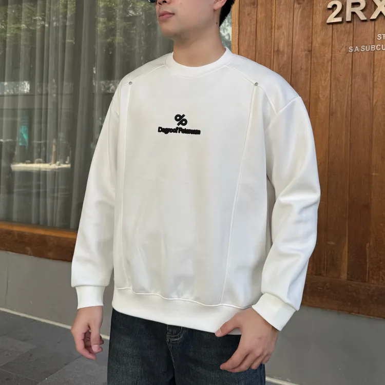 男士卫衣【短宽版型】男款卫衣潮流铆钉捏褶设计重工刺绣卫衣6513