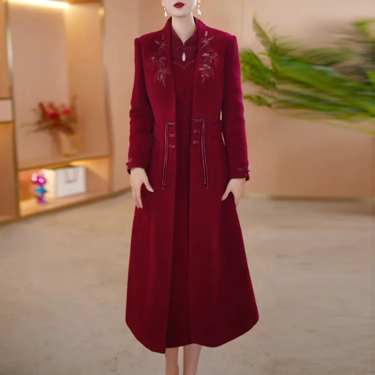 轻奢高级感两件套连衣裙喜婆婆婚宴装妈妈端庄大气平时可穿套装裙