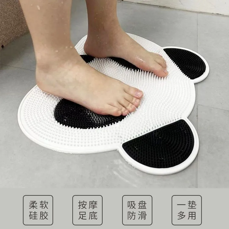 熊猫硅胶按摩垫懒人洗澡搓背搓脚神器浴室吸盘刷背垫洗脚去死皮LQ
