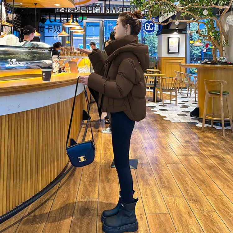 女士冬季2025新款韩版宽松短款加厚防寒白鹅绒面包服羽绒服外套