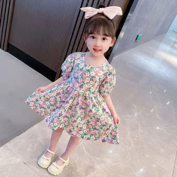 女童连衣裙夏季新款2025碎花洋气宝宝儿童裙子夏装公主裙印花裙子
