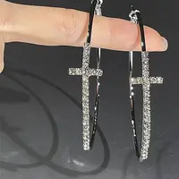 合金耳饰 镶钻十字架耳环女小众ins风高级设计感时尚耳坠耳饰品