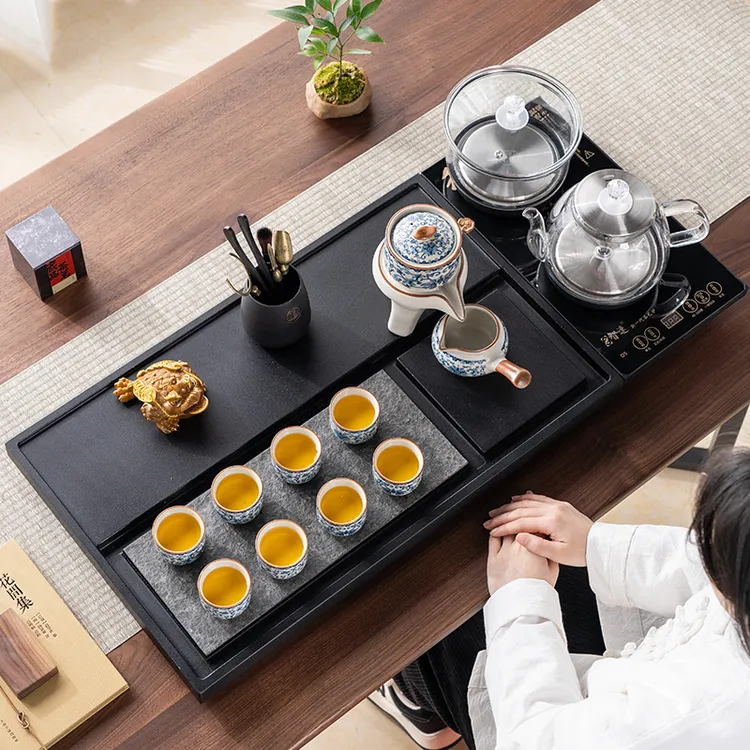 2025新款乌金石茶盘茶具套装办公家用客厅自动烧水壶石头茶台全套