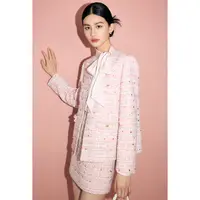 Astra闪闪|MandyZhang粉色法式千金花纱小香风短外套女秋季上衣