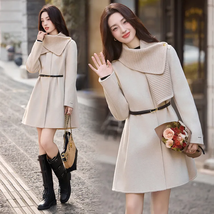 现货手工缝制冬保暖新款时尚斗篷可拆卸新款时尚洋气百搭女装