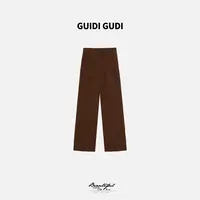 GUIDI GUDI【米白序】休闲时尚宽松直筒长裤/黄加蓝