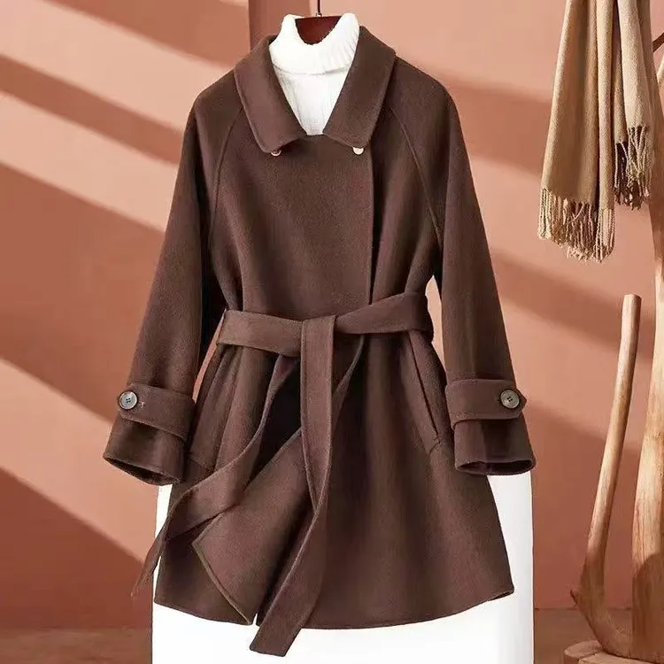 高品质羊毛基底女士双面羊毛大衣20279