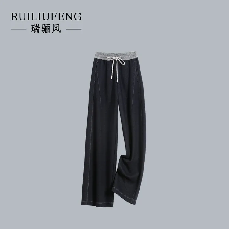 【柔软顺滑+醋酸羊毛】高端定制休闲醋酸羊毛阔腿裤8032