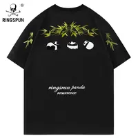【竹叶熊猫】新款纯棉短袖t恤男潮牌男装重工刺绣半袖体恤休闲T恤衫
