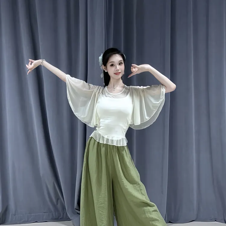 古典舞蹈服女夏季新款仙气飘逸修身显瘦喇叭袖设计感中国舞练功