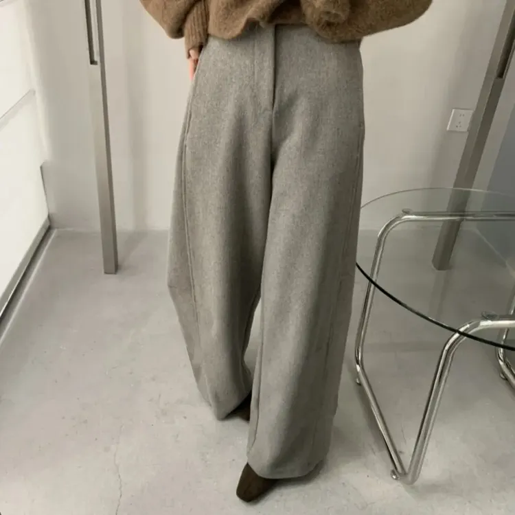 韩系弯刀阔腿裤 ｜升级加绒版高级显瘦设计感休闲裤