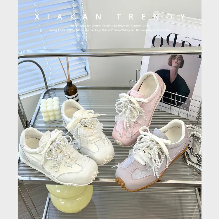 「珍姐」内增高4cm亚麻老钱小众德训鞋女夏款百搭休闲鞋运动阿甘鞋