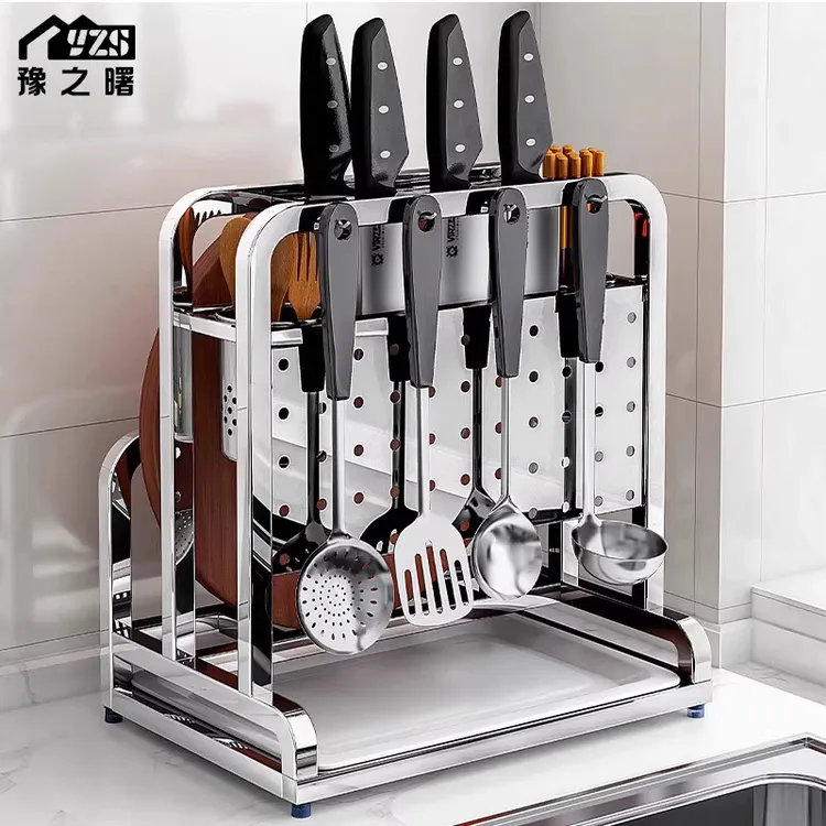 厨房多功能厨房收纳刀架置物架台面菜刀筷桶砧板刀具收纳架一体