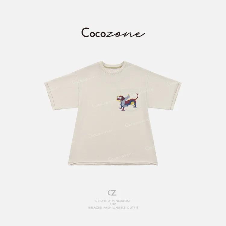 COCO ZONE 刘一一 “腊肠狗狗T” 进口段缩丝混纺圆领T恤CD2A1253