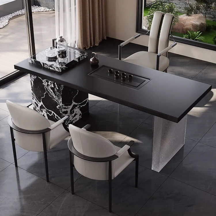 岩板茶桌茶椅组合现代轻奢办公室阳台家用高端茶桌茶台一整套