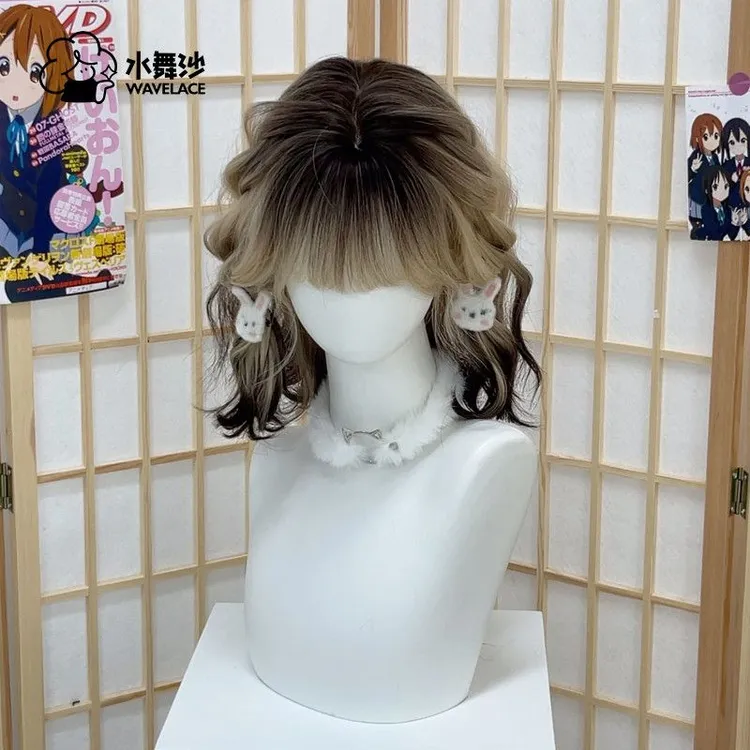 【暹罗咪咪】水舞沙韩系暹罗猫渐变短卷发Lolita日常仿真人假发套