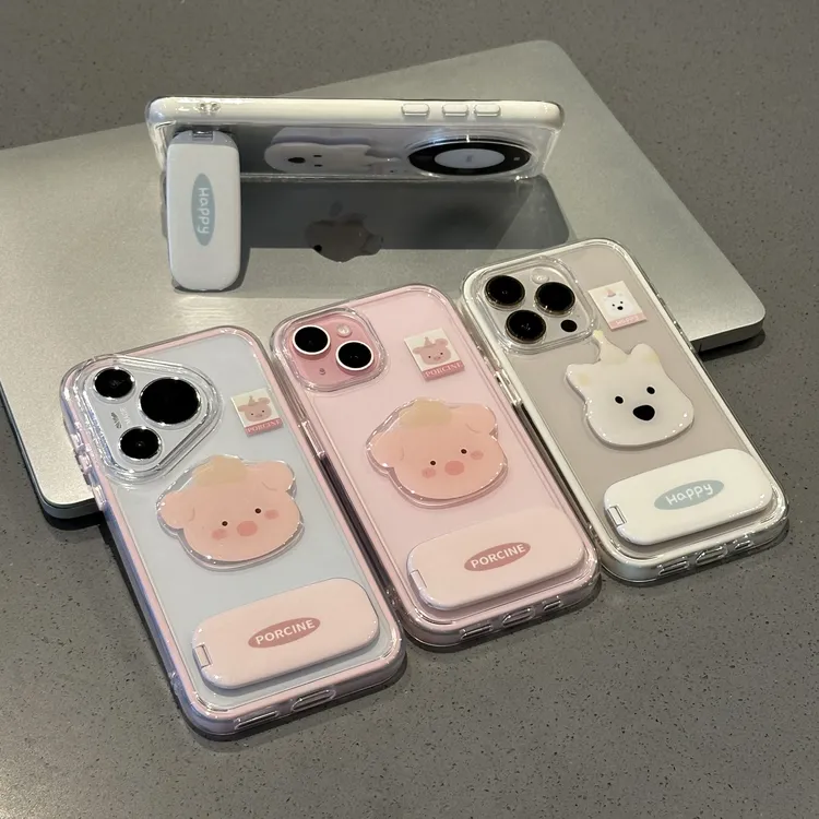 欧克里里粉猪西高地支架适用苹果16手机壳华为P70vivo小米15oppo