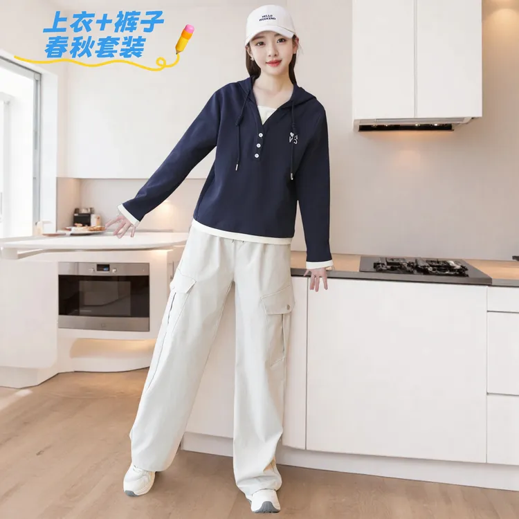 女童秋装儿童秋季套装初中生春秋季运动时尚休闲洋气阔腿外传服装