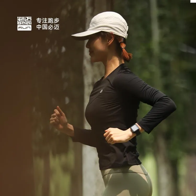 必迈2025春季新款跑步魔方长袖防晒圆领速干透气T恤运动男女上衣
