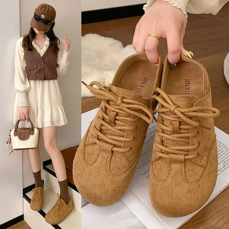 爆款复古勃肯鞋女2025秋季新款百搭平底休闲德训鞋两穿软底单鞋女