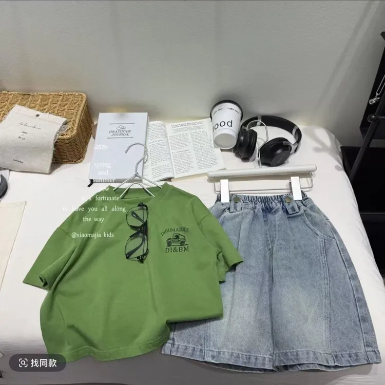 男童2025夏季套装新款炸街洋气韩版儿童宝宝印花短袖短裤两件套潮