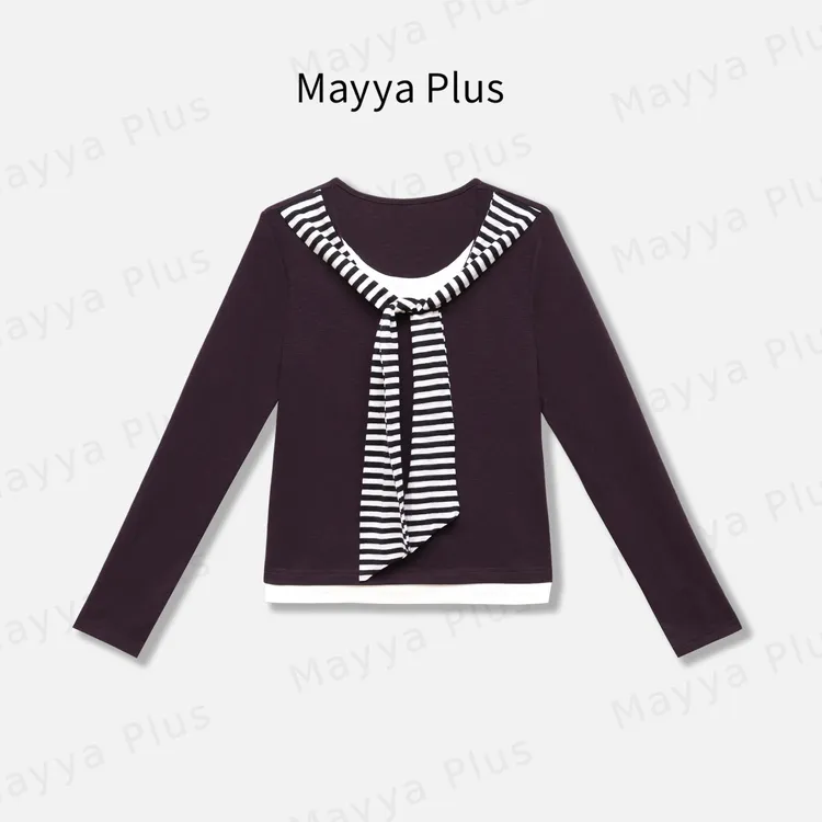 【秋日邂逅】Mayya Plus麦芽定制设计感假两件百搭针织上衣32536701