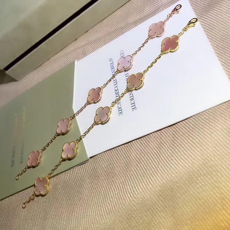 925银手链 S925 S925银粉贝金链五花手链