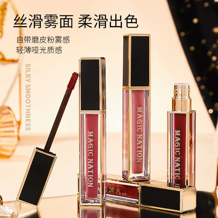 梦幻国度黑金小方管轻柔丝绒不易掉色持久滋润哑光唇釉显白自然立