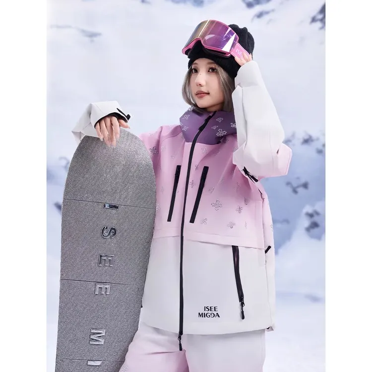 德国加厚防风【暗夜紫十字架】新款滑雪服男女同款单双板滑雪套装