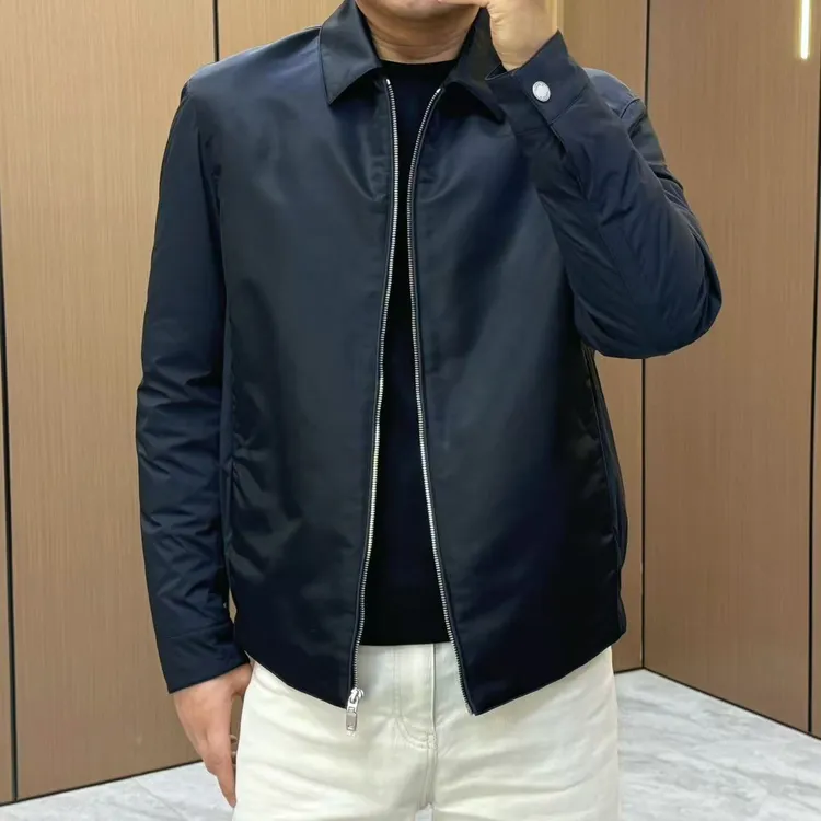 男士新款鹅绒羽绒服8769F黑色翻领商务休闲防风保暖